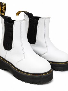 Dr. Martens 2976 Quad White Leather Platform Chelsea Boots Women’s Size 8 EU 39